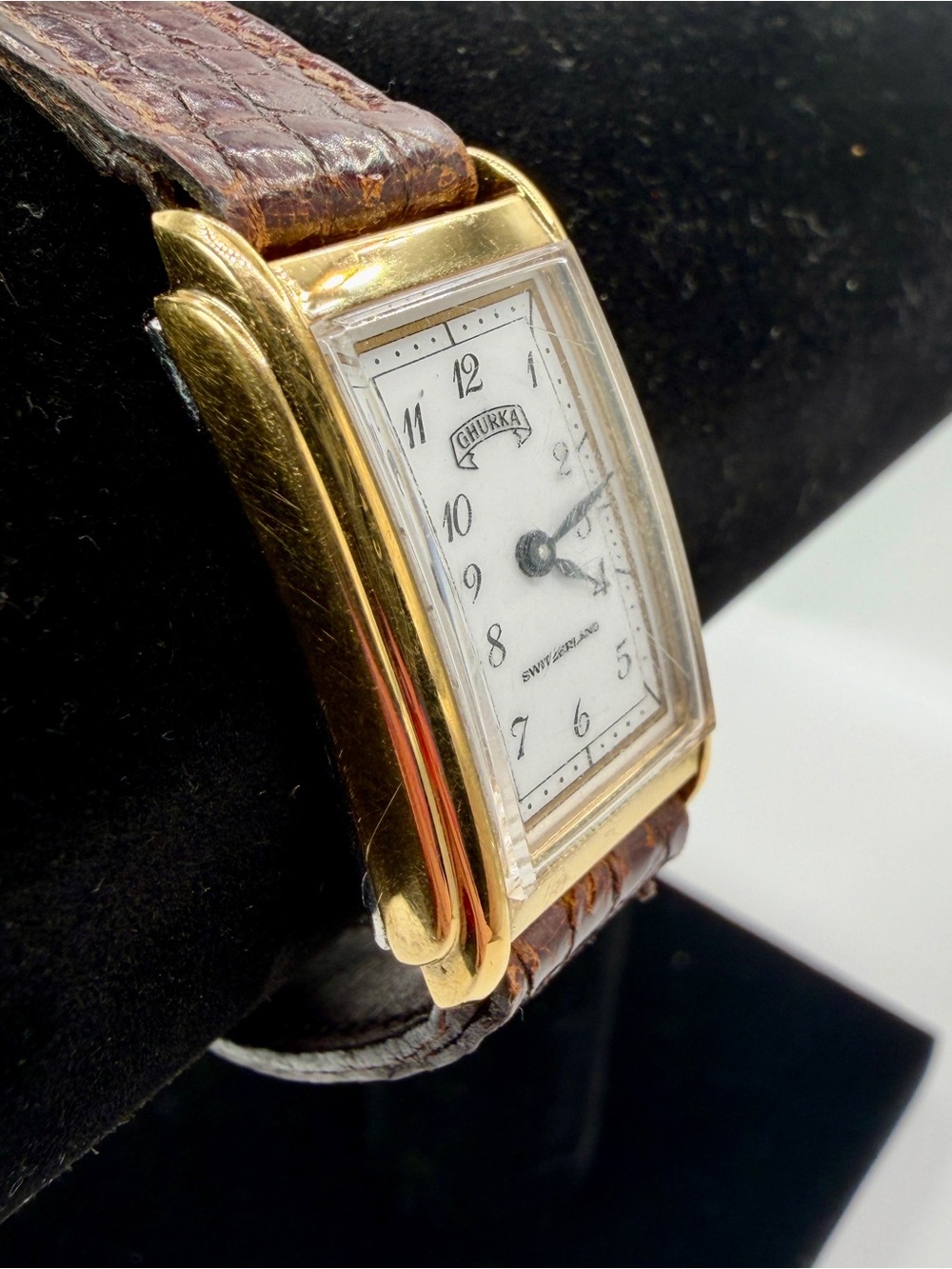 Vintage Ghurka Swiss Mechanical Hand Wind Curvex Watch Marley Hodgson AS IS - Picture 2 of 12